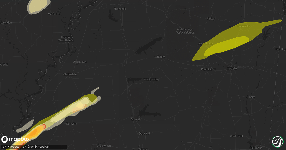 Hail Map in Tutwiler, MS on March 24, 2023 HailTrace